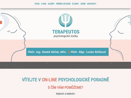 terapeutos radek ráček, lenka ráčková - psychologická poradna online, kbt terapie, koučování, krizová intervence a další psychologické služby