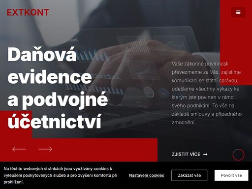 daňová evidence a podvojné účetnictví  

vaše zákonné povinnosti převezmeme za vás, zajistíme komunikaci se státní správou, odešleme všechny výkazy ke kterým jste povinen v rámci svého podnikání. to vše na základě smlouvy a případného zmocnění. zjistit více      

služby poskytujeme služby v oborech daňové evidence, podvojného účetnictví, mzdové a