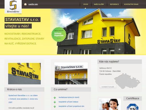 staviastav s.r.o. je stavebni společnost se sídlem v ostravě, která vám může nabídnout komplexní služby v oblasti pozemního stavitelství.