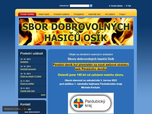 oficiální stránky sboru dobrovolných hasičů osík.