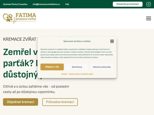 zemřel vám váš životní parťák? dopřejte mu důstojný pohřeb. kremace zvířat fatima hradec králové vše citlivě a s úctou zařídí.