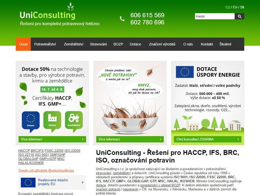 postaráme se o haccp, ifs, brc, iso, dotace i označování výrobků. poradenství v potravinářství, zemědělství, stravování. 