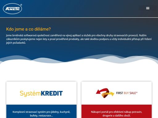 vítejte u nás. jsme anete spol. s r.o. a tvoříme ty nejlepší systémy pro všechny typy stravovacích provozu, bufetů a prodejen.