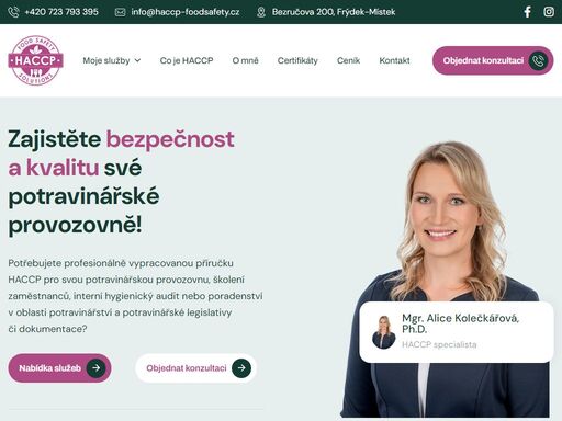 potřebujete profesionálně vypracovanou příručku haccp pro svou potravinářskou provozovnu, školení zaměstnanců, interní hygienický audit, nebo poradenství v oblasti potravinářství a potravinářské legislativy či dokumentace?
