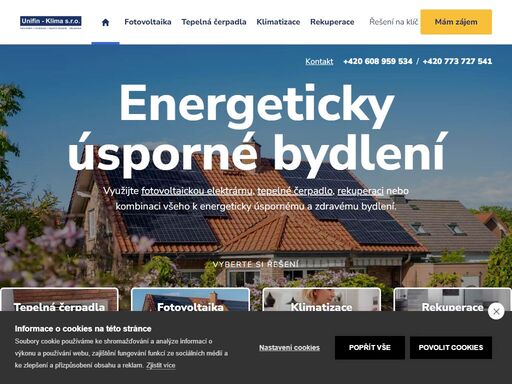 unifin klima s.r.o. – dodávky a montáž revolučního fotovoltaického systému biosuntec a oficiální distributor tepelných čerpadel české výroby značky acond.