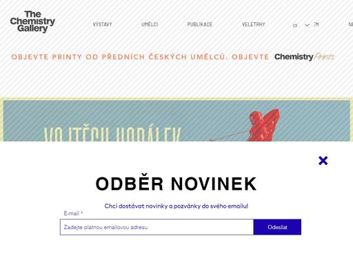 the chemistry gallery je mladá dynamická kreativní instituce určená pro seriózní komerční a odbornou prezentaci děl současných mladých umělců jak z české republiky, tak ze zahraničí. 

the chemistry gallery. 
hala 40, holešovická tržnice, bubenské nábřeží 306/13, 170 00 praha 7
po - pá: 11:00 - 19:00
so: 14:00 - 19:00