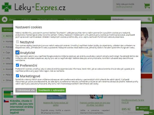 léky expres - lékárna online, e-shop nabízí možnost nákupu léků on-line.