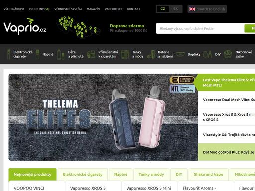 největší český prodejce elektronických cigaret, příslušenství a náplní ? 58 prodejen ? originální produkty prověřených značek joyetech, smok, geekvape a mnoha dalších ? náplně českých i světových výrobců ? široký výběr diy příslušenství ? akční nabídky ? rychlé dodání ? bezkonkurenční servis