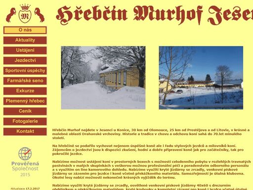  hřebčín murhof  v jesenci u konice, nedaleko od olomouce,
 prostějova a litovle, má mnohaletou tradici tradici v chovu a odchovu koní. nabízíme možnost ustájení koní v boxech s pobytem 
na pastvinách. k dispozici je krytá jízdárna, venkovní  písková jízdárna s drezurním obdélníkem i překážkami. možnost exkurzí pro školy, školky a veřejnost.
 produkce a prodej farmářského sena, doplňků a slámy pro hlodavce