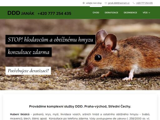 provádíme deratizační a dezinsekční práce. hubení myší, krys, potkanů, štěnic, švábů a hmyzu. rychlé jednání. férový přístup.praha a středočeský kraj.