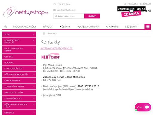 kontakty, nehtyshop.cz
