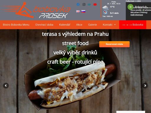 terasa s výhledem na prahu, grilované speciality, pizza z pece, točené pivo