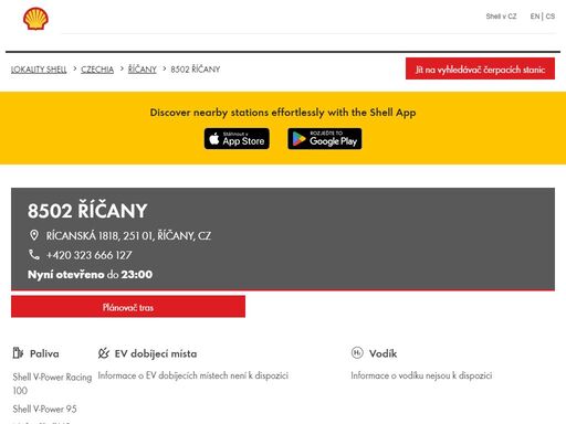 8502 říčany je čerpací stanice v oblasti říčany. tato stanice zahrnuje prodejna a toalety.