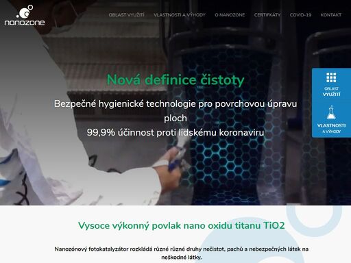 bezpečné hygienické technologie pro povrchovou úpravu ploch 99,9% účinnost proti lidskému koronaviru