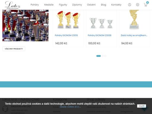 sportovní poháry, medaile, trofeje, ceny a diplomy - latoz, s.r.o. cheb