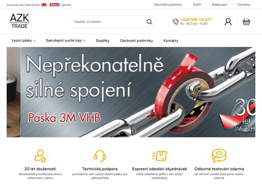 vítejte v našem obchodě. jsme autorizovaným distributorem značek 3m a tesa, působícím na trhu od roku 1998. nabízíme široký sortiment kvalitních samolepicích pásek, lepidel, suchých zipů, ochranných prvků i elektroizolačních materiálů pro průmysl, řemeslníky i koncové zákazníky.
samozřejmostí je odborné poradenství,…
