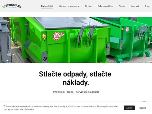 lisovací kontejnery, válcové drtiče a balíkovací lisy. nabízíme kompletní řešení pro razantní snížení objemu odpadů (papíry, plasty, komunál, objemný odpad).