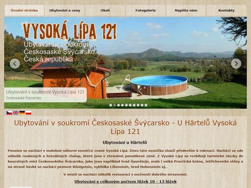 pension ubytování v soukromí apartmány vysoká lípa 121 štefan hartel unterkunft penzion hotel private české českosaské česko saské švýcarsko turistika lyžování cyklistika cyklistické trasy labské pískovce děčínské skály rodinná rekreace dovolená kuchyňka sprcha televize s parkovištěm parkování apartma jízda na koních koně