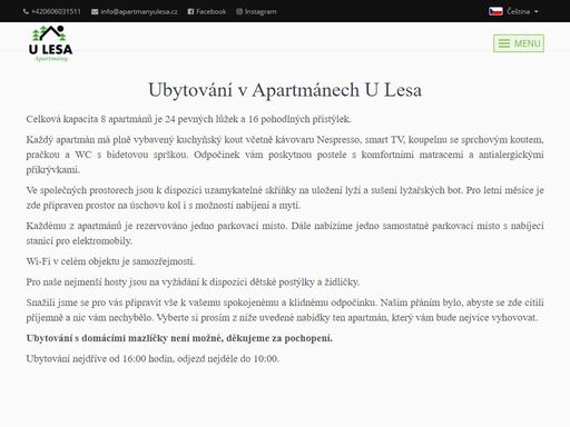 apartmány u lesa se nachází v horském resortu dolní morava