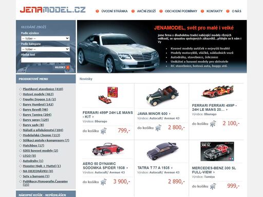 prodáváme modely aut, motorek, lodí, tanků, stavebnice, figurky a jiný modelářský sortiment již několik let.