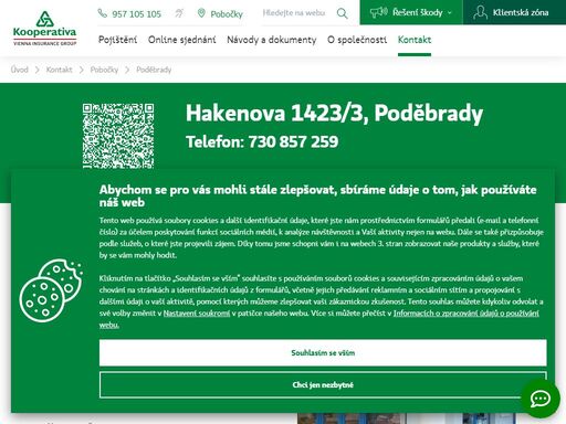 pojišťovna kooperativa - poděbrady, hakenova 1423/3, tel.: 730 857 259, e-mail: pbinar@koop.cz, petr binar - odpovědný vedoucí