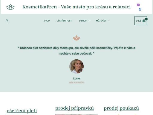 kosmetikafren - exkluzivní ošetření pleti a prodej kosmetických přípravků pro domácí péči.