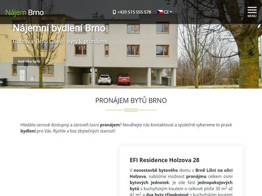 nabízíme možnost pronájmu bytových jednotek 1+kk a 3+kk v novostavbě bytového domu v brně líšni na ulici holzova.