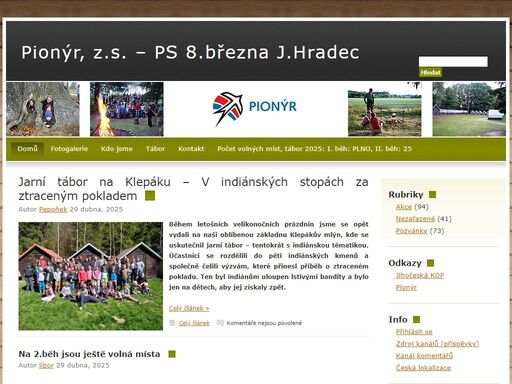 oficiální webová stránka ps 8. března jindřichův hradec a letního dětského tábora klepákův mlýn