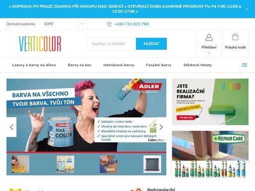 vítejte v našem obchodě. nabízíme profesionální služby v oblasti prodeje nátěrových hmot s dlouholetými zkušenostmi v oboru. tónování barev pro profesionály. tónujeme interiérové i fasádní barvy, omítky, lazury a barvy na dřevo adler, caparol, het, jub, stachema. dále barvy na kov chemolak, malířské nářadí storch,…