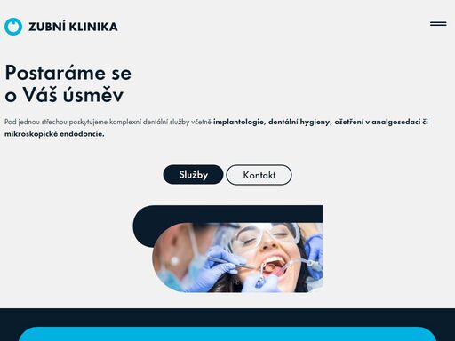 zubní klinika pod jednou střechou poskytuje komplexní dentální služby včetně implantologie, dentální hygieny, ošetření v analgosedaci či mikroskopické endodoncie.