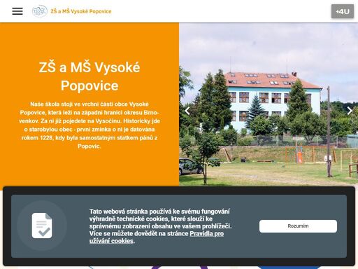 naše škola stojí ve vrchní části obce vysoké popovice, která leží na západní hranici okresu brno-venkov.