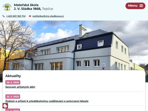 mš leží v lázeňské oblasti šanov. máme tři třídy, zpravidla heterogenní. součástí mš je dobře vybavená rozlehlá zahrada. spolupracujeme s domoven seniorů u nových lázní a s mš pramínek v pěveckém sboru. zjistěte o nás více.