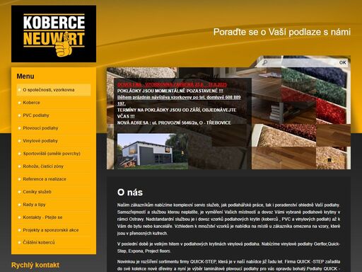 společnost koberce neuwirt ostrava se zabývá prodejem a pokládkou koberců a podlah quick -step.