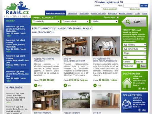 realitní server s nabídkou bytů, domů, pozemků na prodej i pronájem. software pro realitní kancelář zdarma