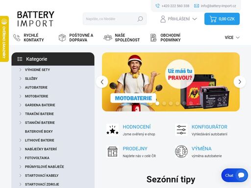specialisté na baterie všeho druhu. autobaterie, motobaterie, trakční baterie, lifepo4 baterie, bateriové články. poradíme s výběrem.
