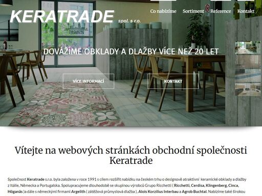 nabízíme designově atraktivní keramické obklady a dlažby z itálie, německa a portugalska. dodáváme speciální zátěžové keramické dlažby odolné proti mechanické zátěži, chemikáliím a olejům od německých výrobců argelith, klingenberg a interbau blink.