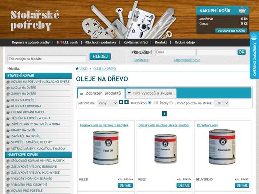 oleje na dřevo