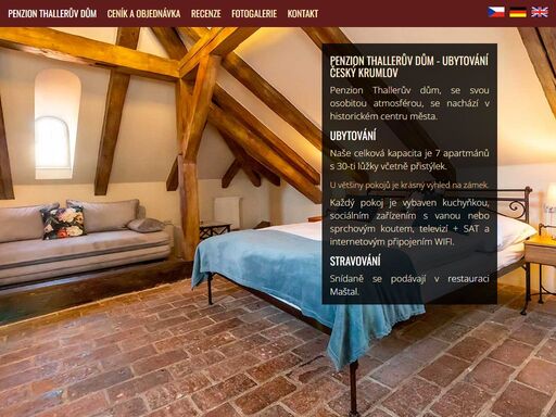 penzion thallerův dům nabízí romantické ubytování v centru města český krumlov. z oken penzionu je překrásný výhled na zámek i město.