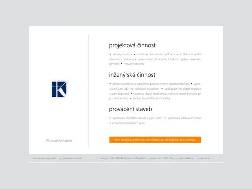 domovské stránky projektového ateliéru ifk. homepage of ifk designing studio.