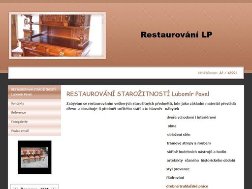 restaurování starožitností,starožitný nábytek,dřevěný obložení staré předměty,dobové skříně stylový hystorický opravy obnova restaurátor odborné dveře okna