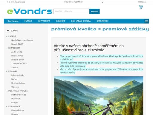 vítejte v našem obchodě zaměřeném na příslušenství pro elektrokola.. objevte prémiové příslušenství pro elektrokola, které vyniká špičkovou kvalitou a spolehlivostí. 
pečlivě vybíráme produkty od značek, které splňují nejvyšší standardy, aby každá vaše jízda byla výjimečná. 
vše pro vás připravujeme a zanedlouho e…