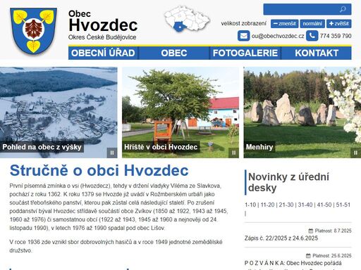 oficiální webové stránky obce hvozdec