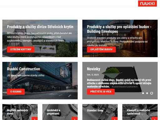 ruukki je dodavatel ocelových stavebních produktů a služeb pro střechy a stěny pro udržitelnou výstavbu. nabízí odborné znalosti, inspiraci, podporu a moderní nástroje pro architekty a projektanty.