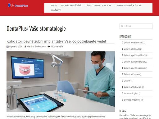 dentaplus: vaše stomatologie je specializovaný web zaměřený na péči o zuby a stomatologii. zde naleznete užitečné informace a tipy pro správnou ústní hygienu, prevenci zubních chorob a moderní stomatologické postupy. naše cílem je pomoci vám udržet váš úsměv zdravý a krásný. připojte se k nám a získejte nejnovější poznatky z oblasti dentální péče. dentaplus: vaše stomatologie - pro zdravé zuby a silný úsměv.