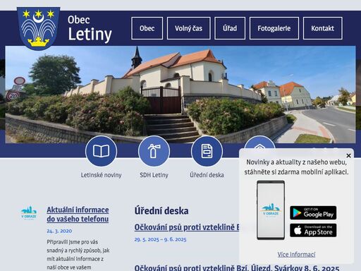oficiální stránky obce letiny