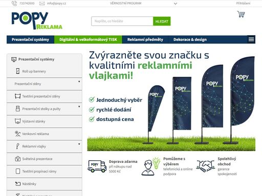 reklamní agentura popy.cz, která je schopna vás v polygrafickém světě uspokojit téměř ve všem. vyrábíme prezentační systémy, reklamní plachty, letáky, vizitky, brožury, reklamní předměty, dekorace, razítka a mnoho dalšího.