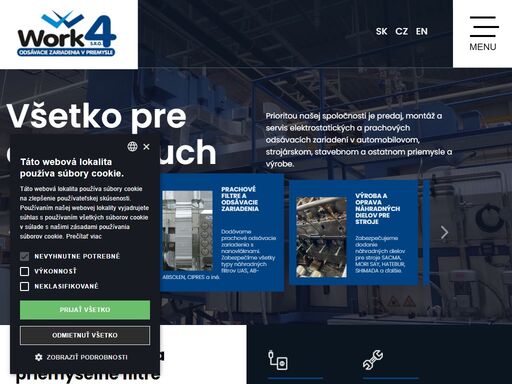 montáž a servis elektrostatických a prachových odsávacích zariadení v automobilovom, strojárskom, stavebnom priemysle
