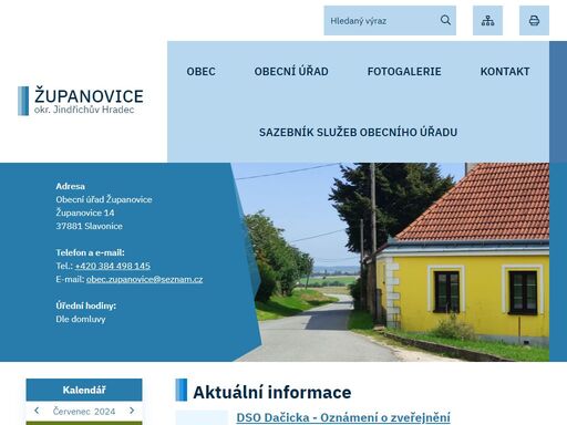 oficiální stránky obce županovice