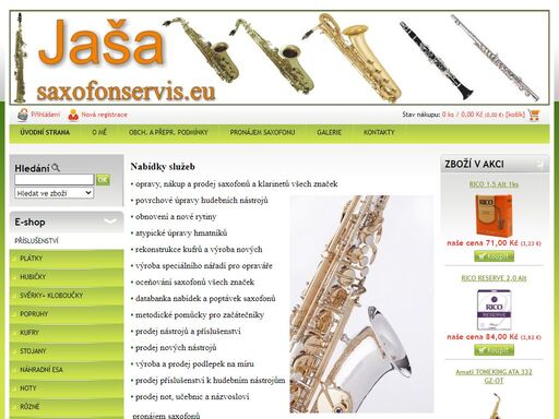 prodej, pronájem a servis saxofonů, klarinetů a fléten a příslušenství