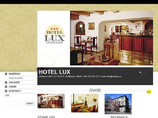 hotel lux  jiráskovo nábř. 19, 370 04 č. budějovice  mobil: +420 728 354 722  e-mail: info@hotellux.cz  naše nabídka nabídka...